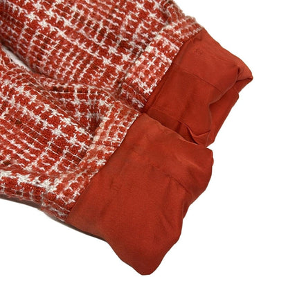 Chanel Coat 42 L Red White Tweed Long Sleeve Shoulder Pad Winter Coco Button — view 6
