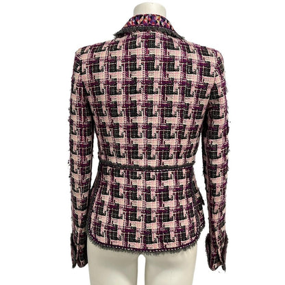 Chanel Jacket 36 S Light Pink Purple Multi Tweed Cotton — view 2