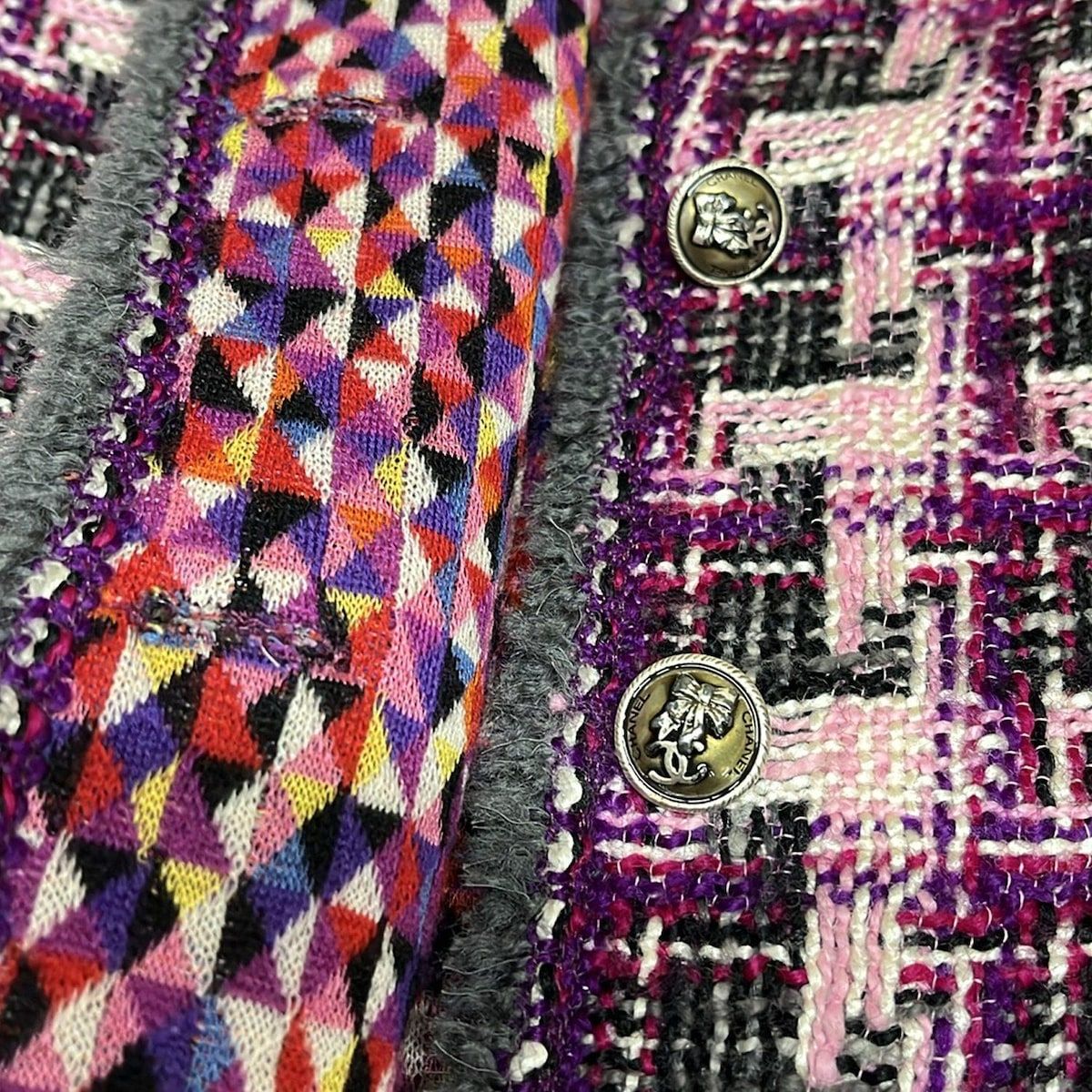 Chanel Jacket 36 S Light Pink Purple Multi Tweed Cotton — view 9