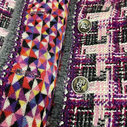 Chanel Jacket 36 S Light Pink Purple Multi Tweed Cotton — view 9