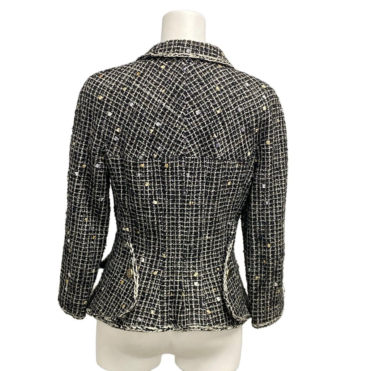 Chanel Jacket 36 S Black Ivory Tweed Cotton — view 2