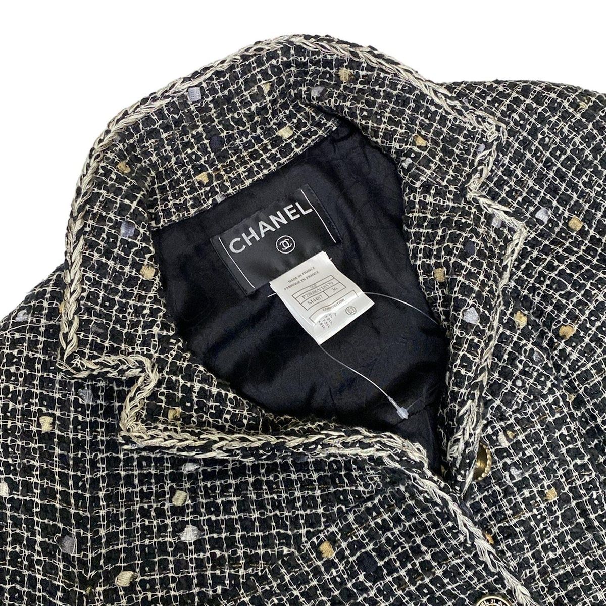 Chanel Jacket 36 S Black Ivory Tweed Cotton — view 7