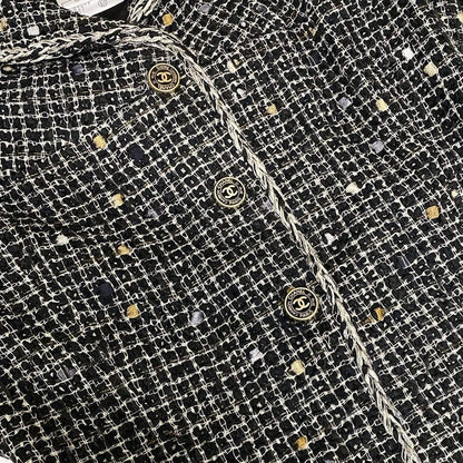 Chanel Jacket 36 S Black Ivory Tweed Cotton — view 9