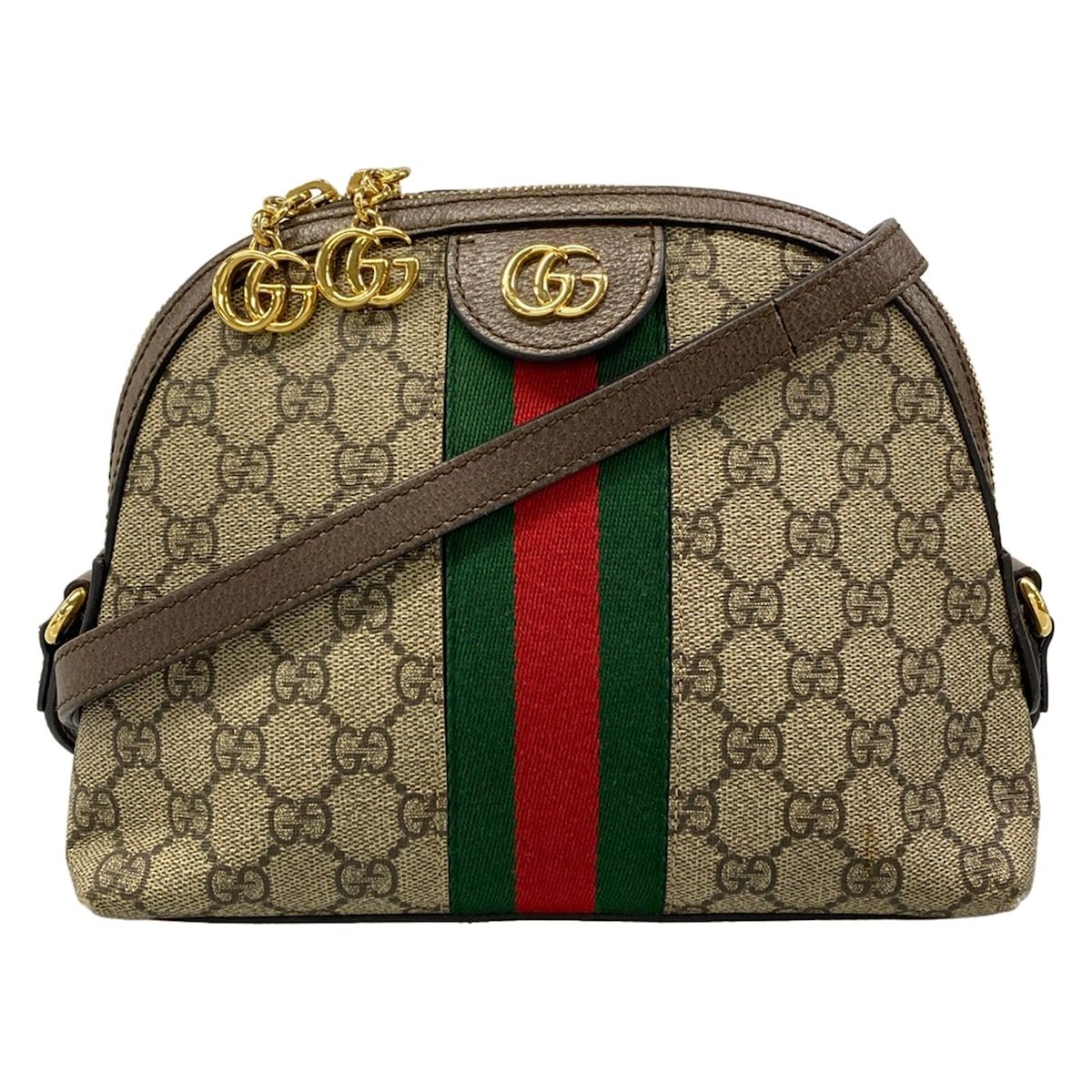 Gucci Shoulder Bag Ophidia Dark Brown Beige Multi Leather