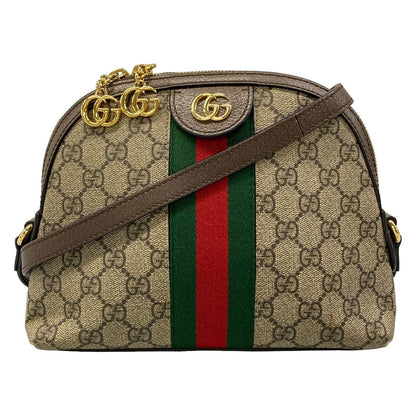 Gucci Shoulder Bag Ophidia Dark Brown Beige Multi Leather