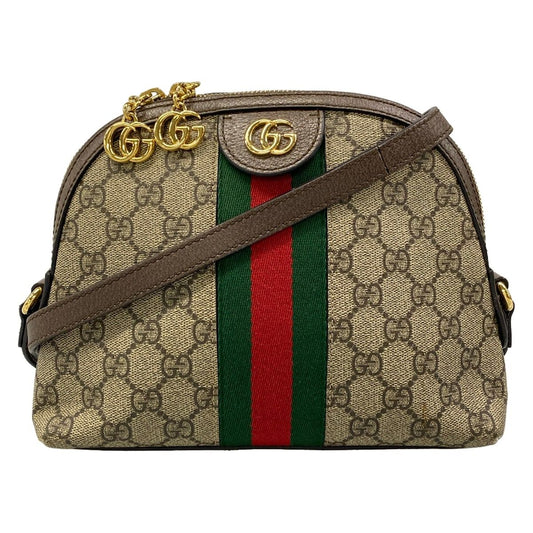 Gucci Shoulder Bag Ophidia Dark Brown Beige Multi Leather