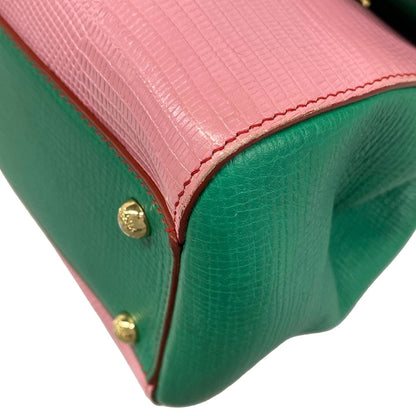 Dolce & Gabbana Handbag Shishiri Light Pink Green Multi Embossed Leopard Print — view 6