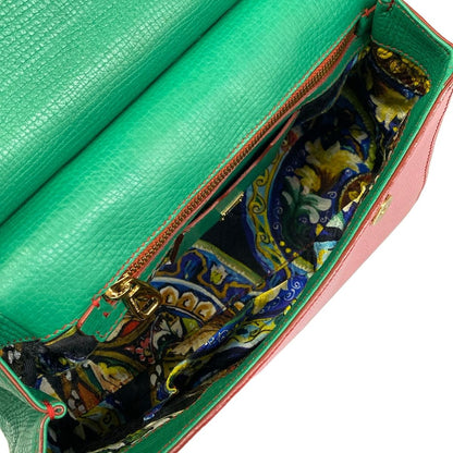 Dolce & Gabbana Handbag Shishiri Light Pink Green Multi Embossed Leopard Print — view 7