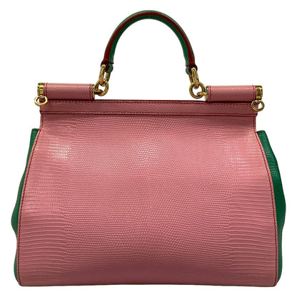 Dolce & Gabbana Handbag Shishiri Light Pink Green Multi Embossed Leopard Print — view 3