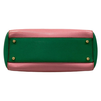 Dolce & Gabbana Handbag Shishiri Light Pink Green Multi Embossed Leopard Print — view 5