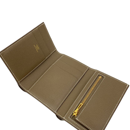 Hermes Trifold Wallet Bearn Combination Etoupe Gold — view 3