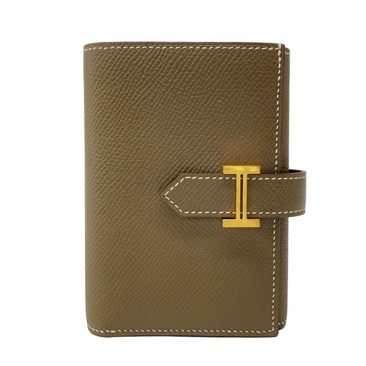 Hermes Trifold Wallet Bearn Combination Etoupe Gold