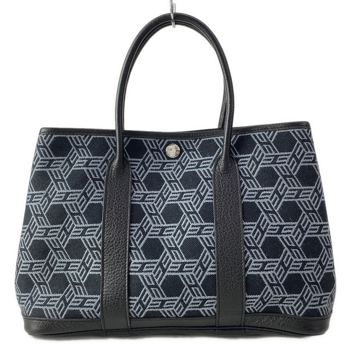 Hermes Tote Garden Party TPM Black Gray Leather