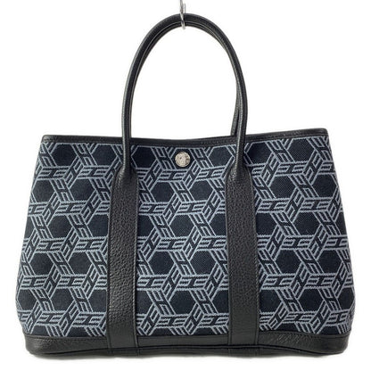 Hermes Tote Garden Party TPM Black Gray Leather