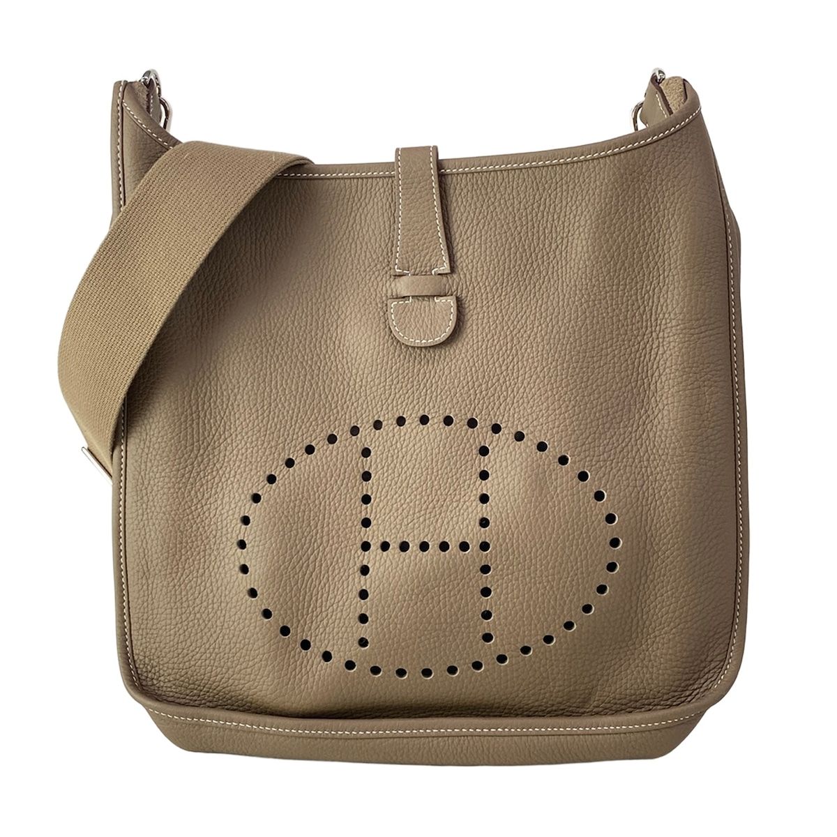 Hermes Shoulder Bag Evelyne 3 III GM Etoupe Silver