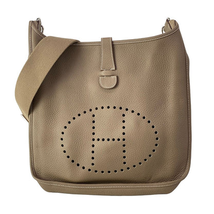 Hermes Shoulder Bag Evelyne 3 III GM Etoupe Silver