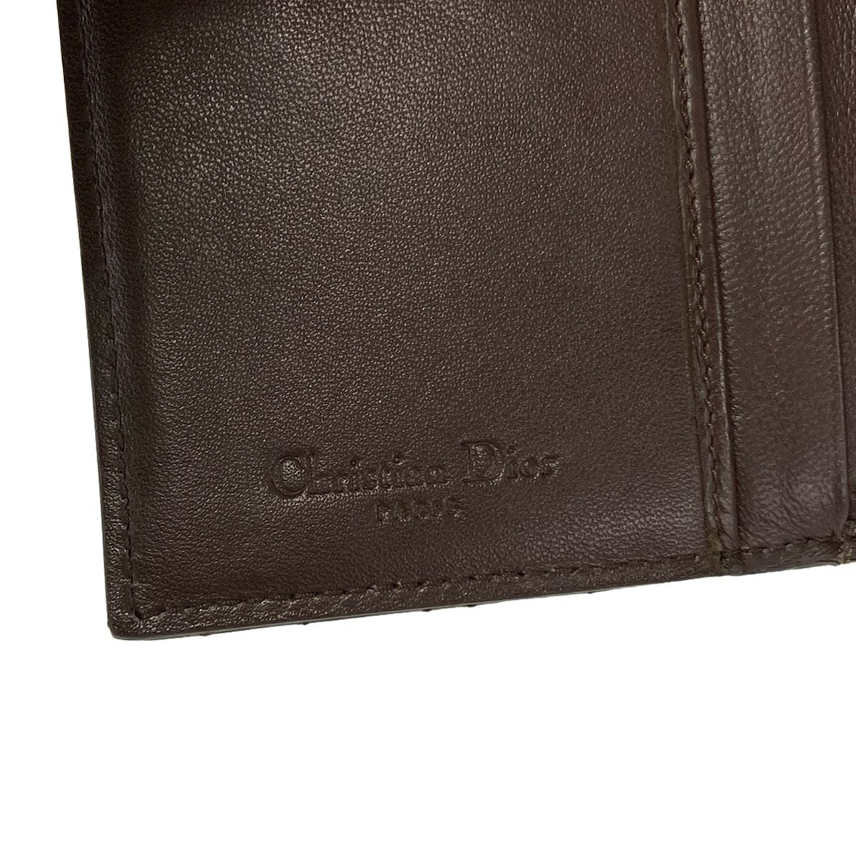 Dior Trifold Wallet Lady Lotus Dark Brown Cannage Stitch Leather Handbag — view 6
