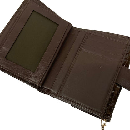 Dior Trifold Wallet Lady Lotus Dark Brown Cannage Stitch Leather Handbag — view 3