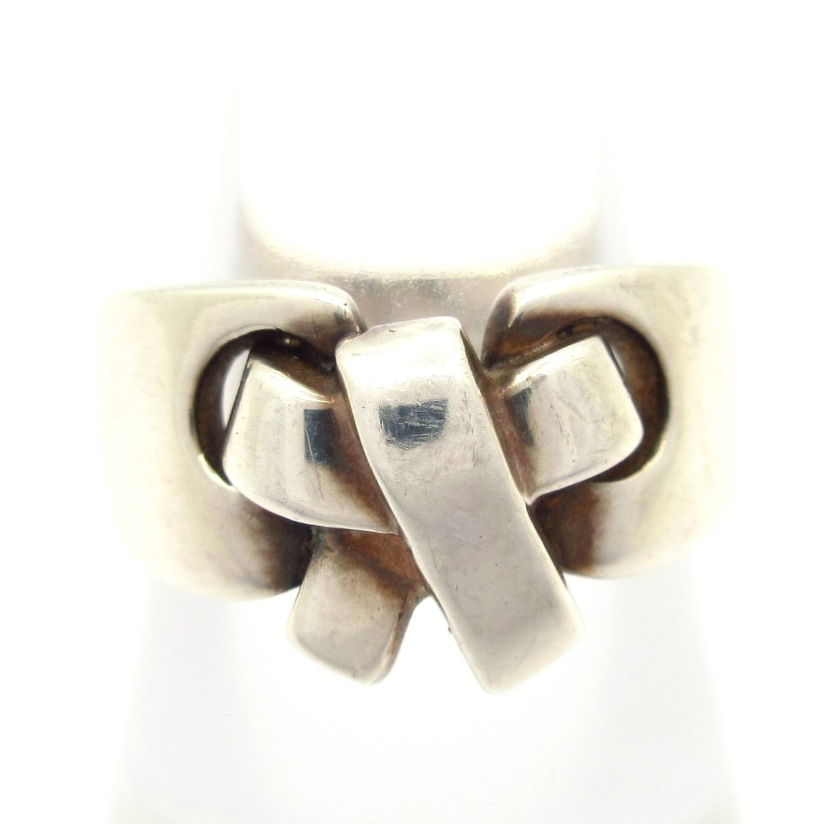 Hermes Ring 54 Russet Silver Ribbon