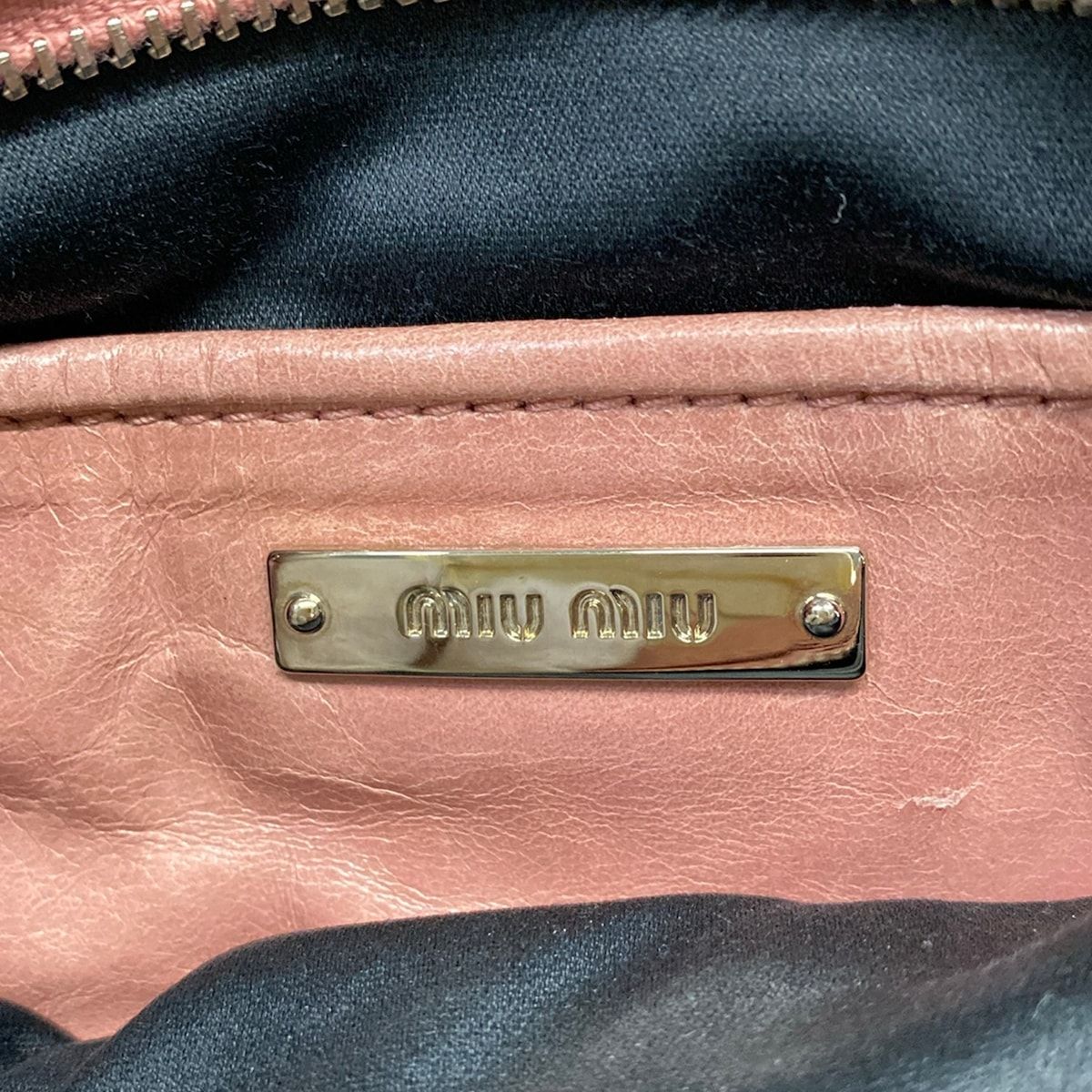 Miu Miu Shoulder Bag Matelasse Pink Beige Chain Leather — view 8