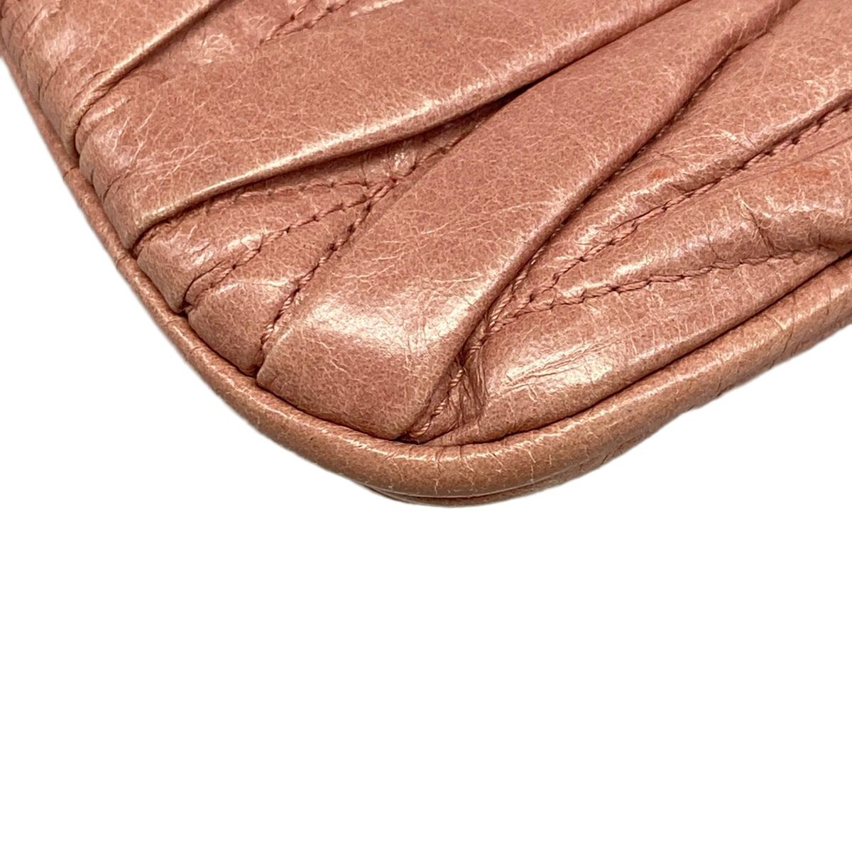 Miu Miu Shoulder Bag Matelasse Pink Beige Chain Leather — view 6