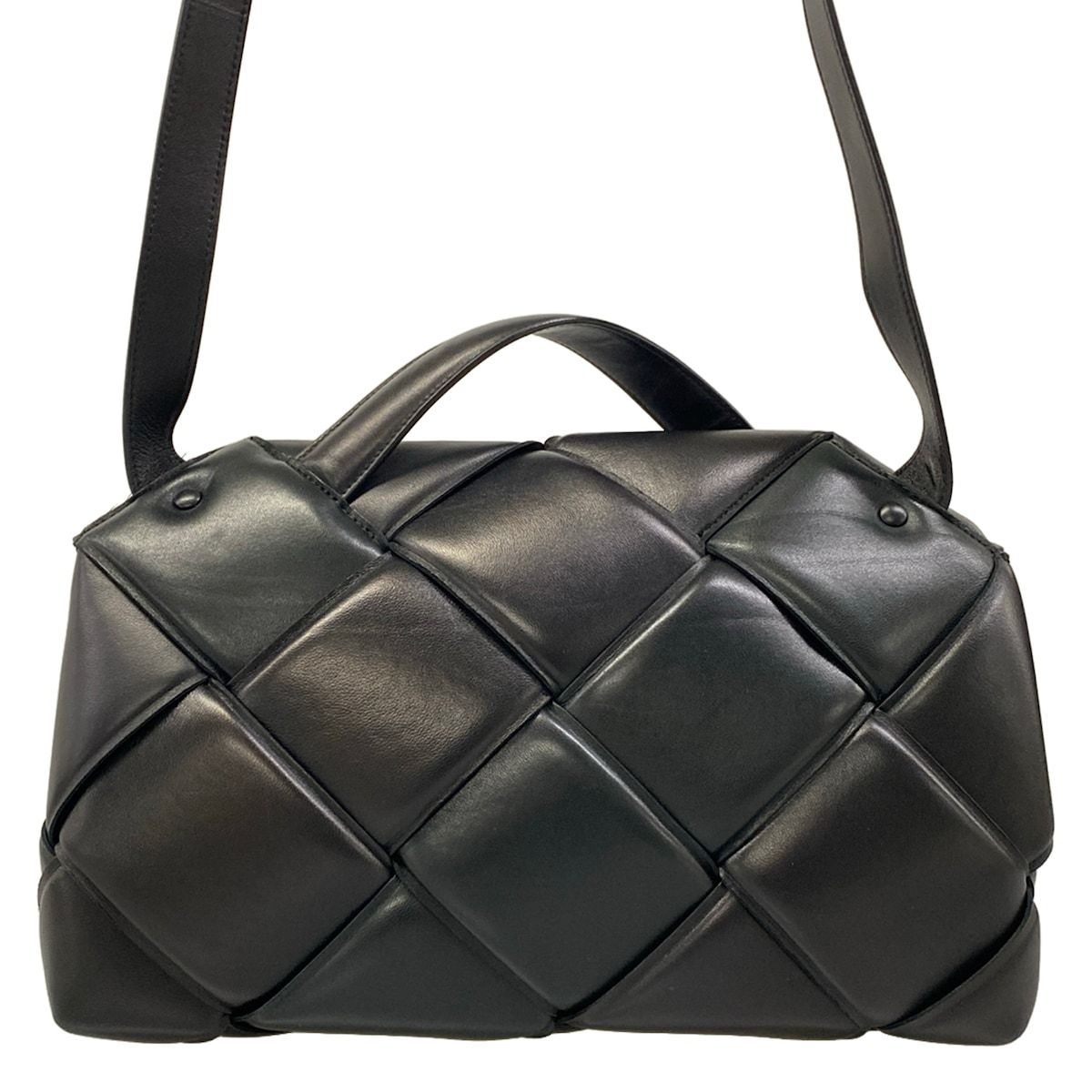 Bottega Veneta Shoulder Bag Maxi Intrecciato Top Handle Black 2-Way Leather — view 3