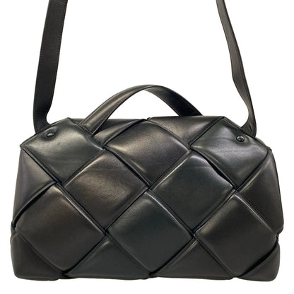 Bottega Veneta Shoulder Bag Maxi Intrecciato Top Handle Black 2-Way Leather — view 3