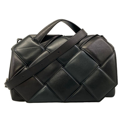 Bottega Veneta Shoulder Bag Maxi Intrecciato Top Handle Black 2-Way Leather