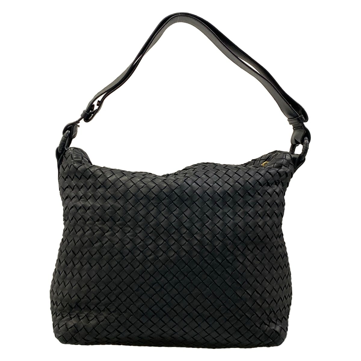 Bottega Veneta Shoulder Bag Intrecciato Black Leather — view 3