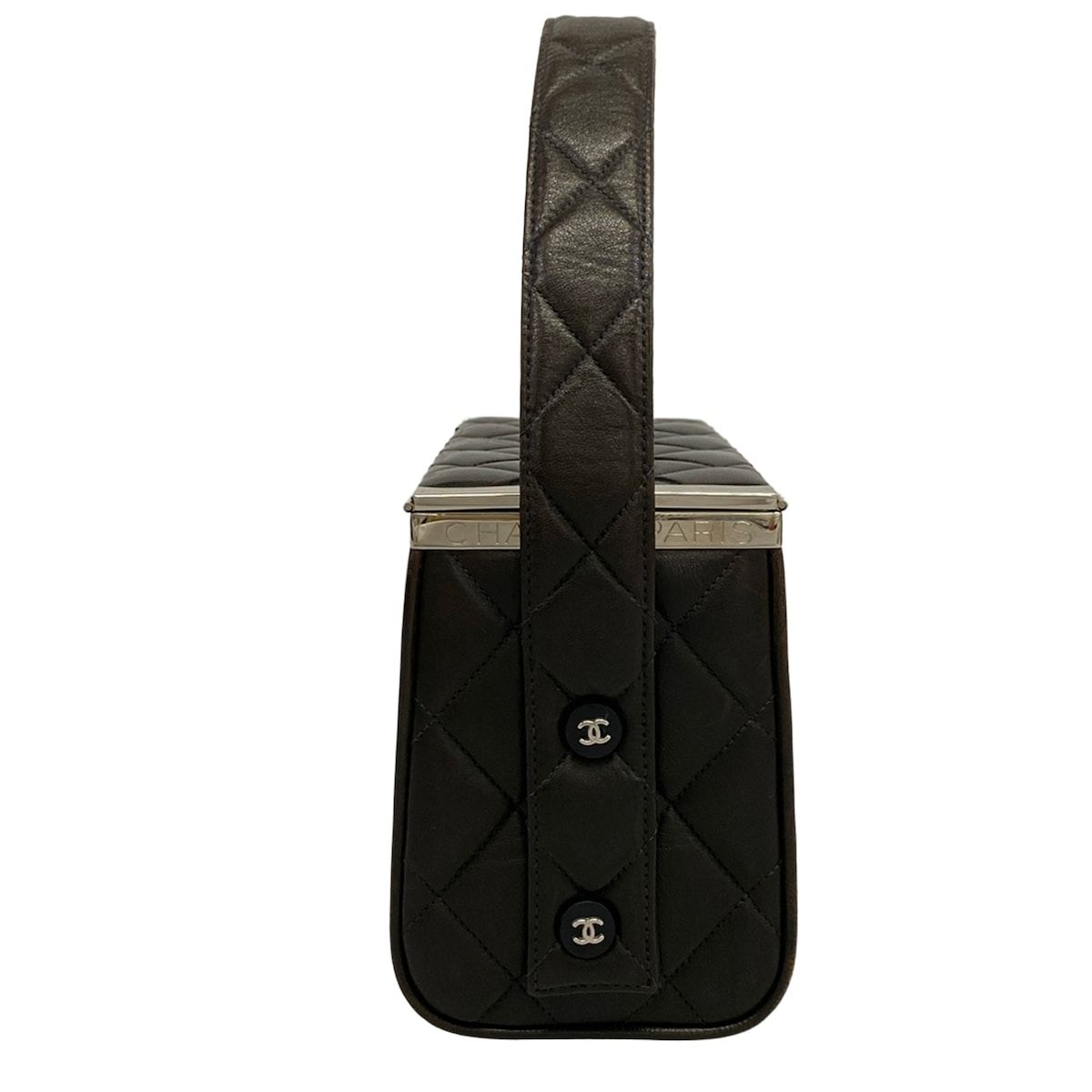 Chanel Vanity Bag Quilted Black Silver Lambskin — view 2