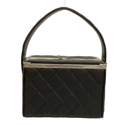 Chanel Vanity Bag Quilted Black Silver Lambskin