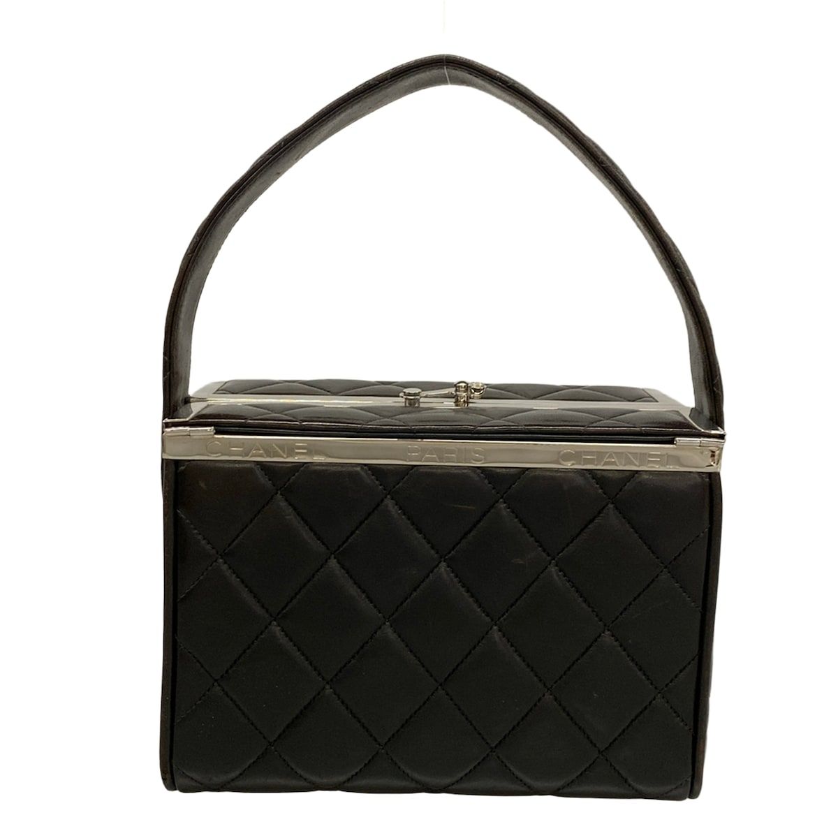 Chanel Vanity Bag Quilted Black Silver Lambskin — view 3