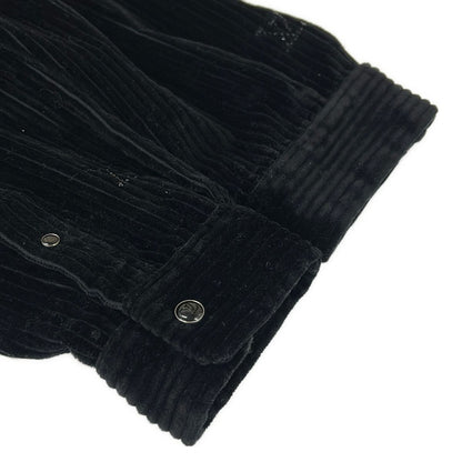 Louis Vuitton Long Sleeve Shirt L Mpu Black Long Corduroy LV Logo Rhinestone — view 6