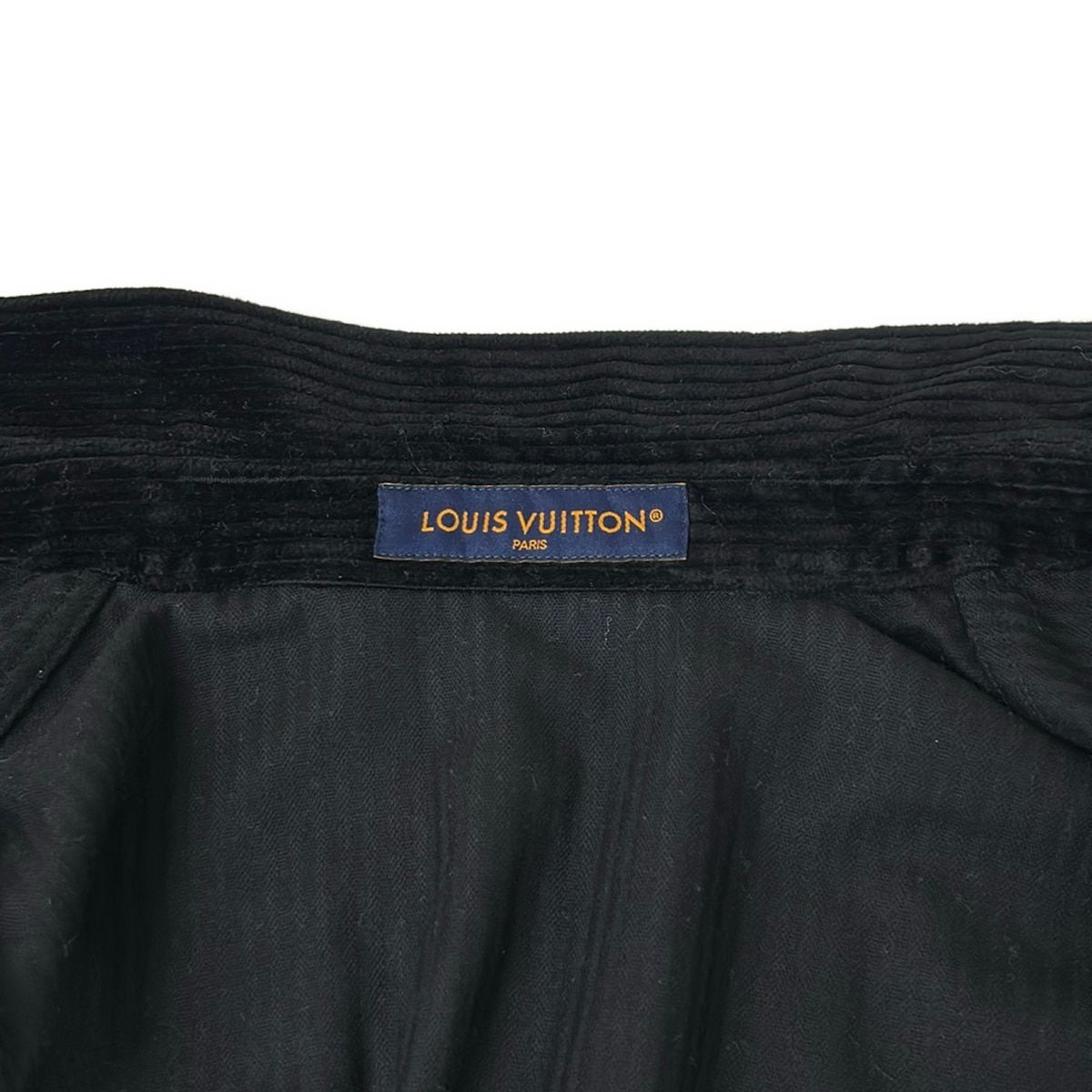 Louis Vuitton Long Sleeve Shirt L Mpu Black Long Corduroy LV Logo Rhinestone — view 8