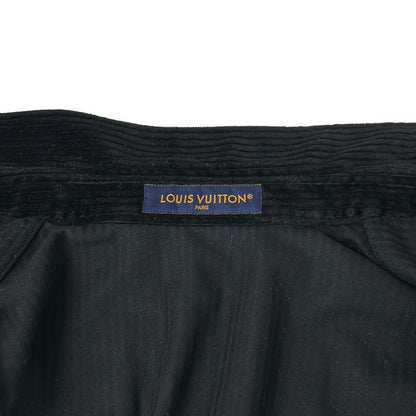 Louis Vuitton Long Sleeve Shirt L Mpu Black Long Corduroy LV Logo Rhinestone — view 8
