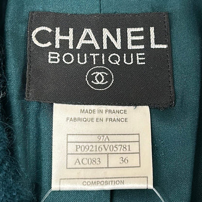 Chanel Jacket 36 S Green Long Sleeve Winter Autumn Shoulder Pad Wool — view 3