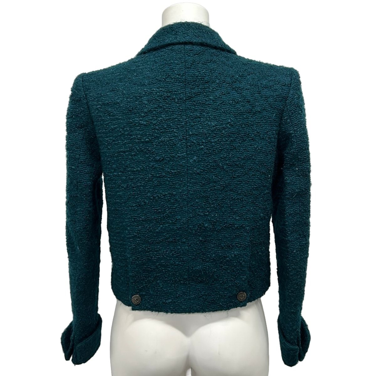Chanel Jacket 36 S Green Long Sleeve Winter Autumn Shoulder Pad Wool — view 2