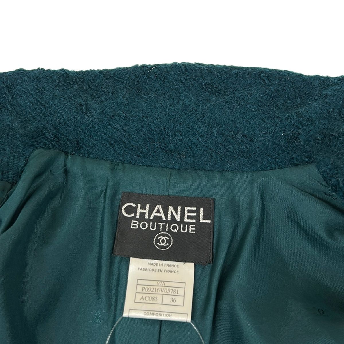Chanel Jacket 36 S Green Long Sleeve Winter Autumn Shoulder Pad Wool — view 7
