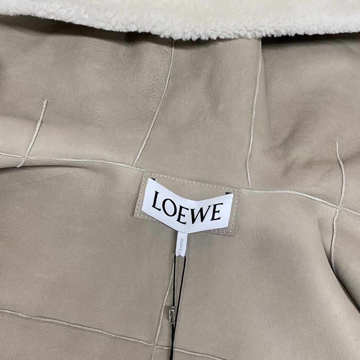 Loewe Jacket 38 M Ivory Beige Long Sleeve Shearling Winter Leather — view 7