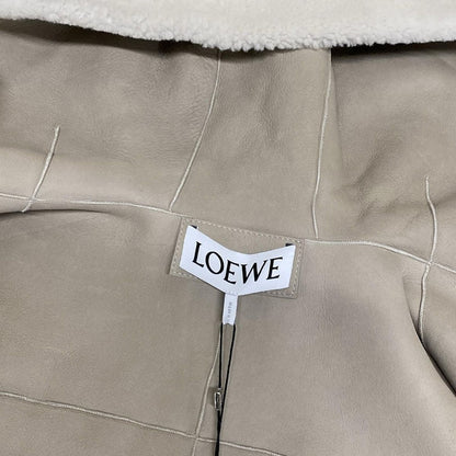 Loewe Jacket 38 M Ivory Beige Long Sleeve Shearling Winter Leather — view 7