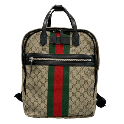 Gucci Backpack Soft GG Supreme Gray Beige Dark Multi Leather