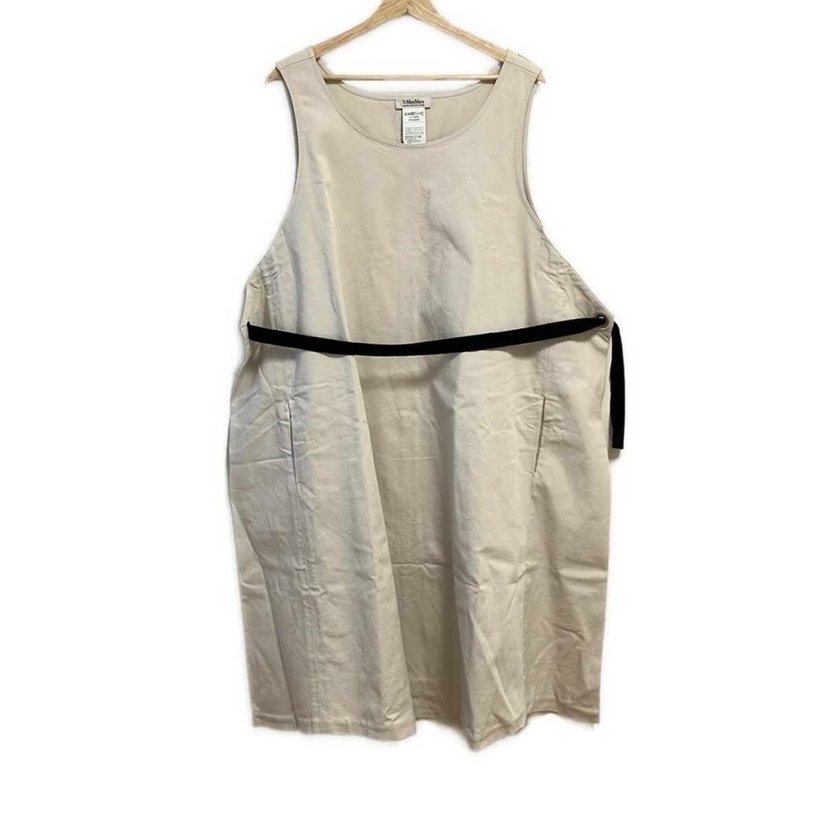 Max Mara S Dress 44 L Light Beige Crew Neck Sleeveless Long