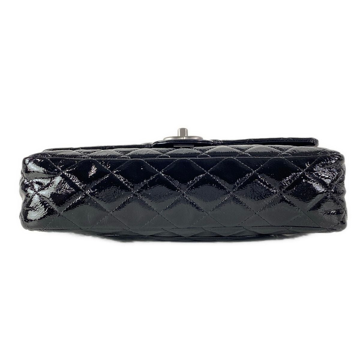 Chanel Shoulder Bag Double Flap Quilted Black Chain Matte Silver Leather — view 5