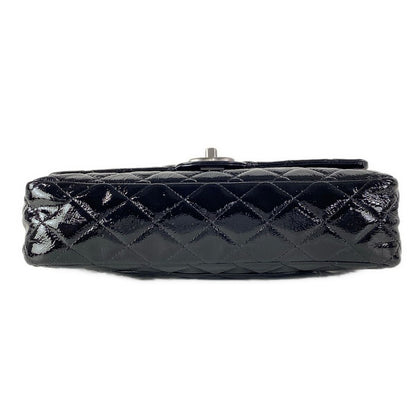 Chanel Shoulder Bag Double Flap Quilted Black Chain Matte Silver Leather — view 5