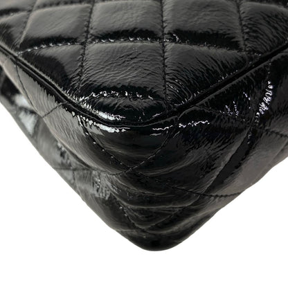 Chanel Shoulder Bag Double Flap Quilted Black Chain Matte Silver Leather — view 9