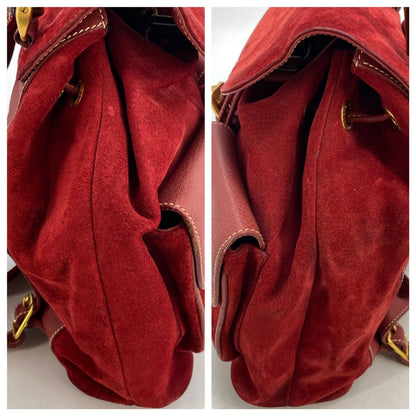 Gucci Backpack Suede Red Travel Business Bamboo — view 6