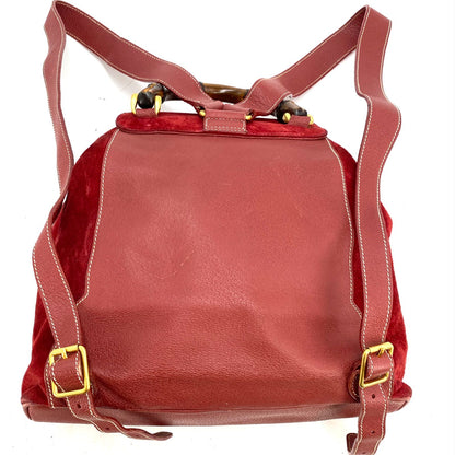 Gucci Backpack Suede Red Travel Business Bamboo — view 2