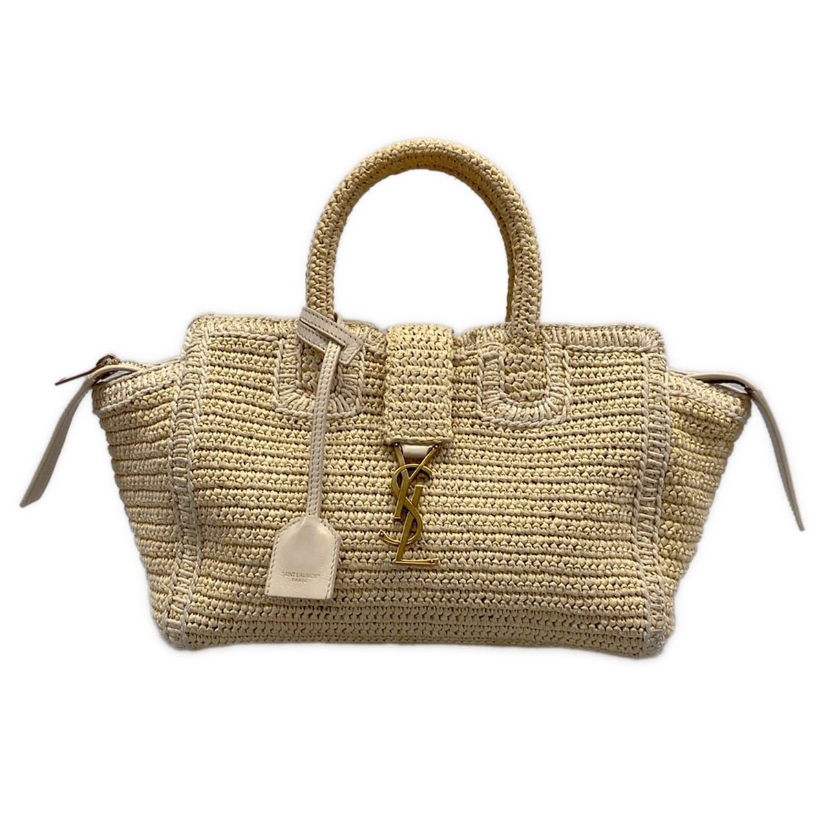 Saint Laurent Paris Handbag Baby Downtown Cabas Ivory Basket Bag Leather