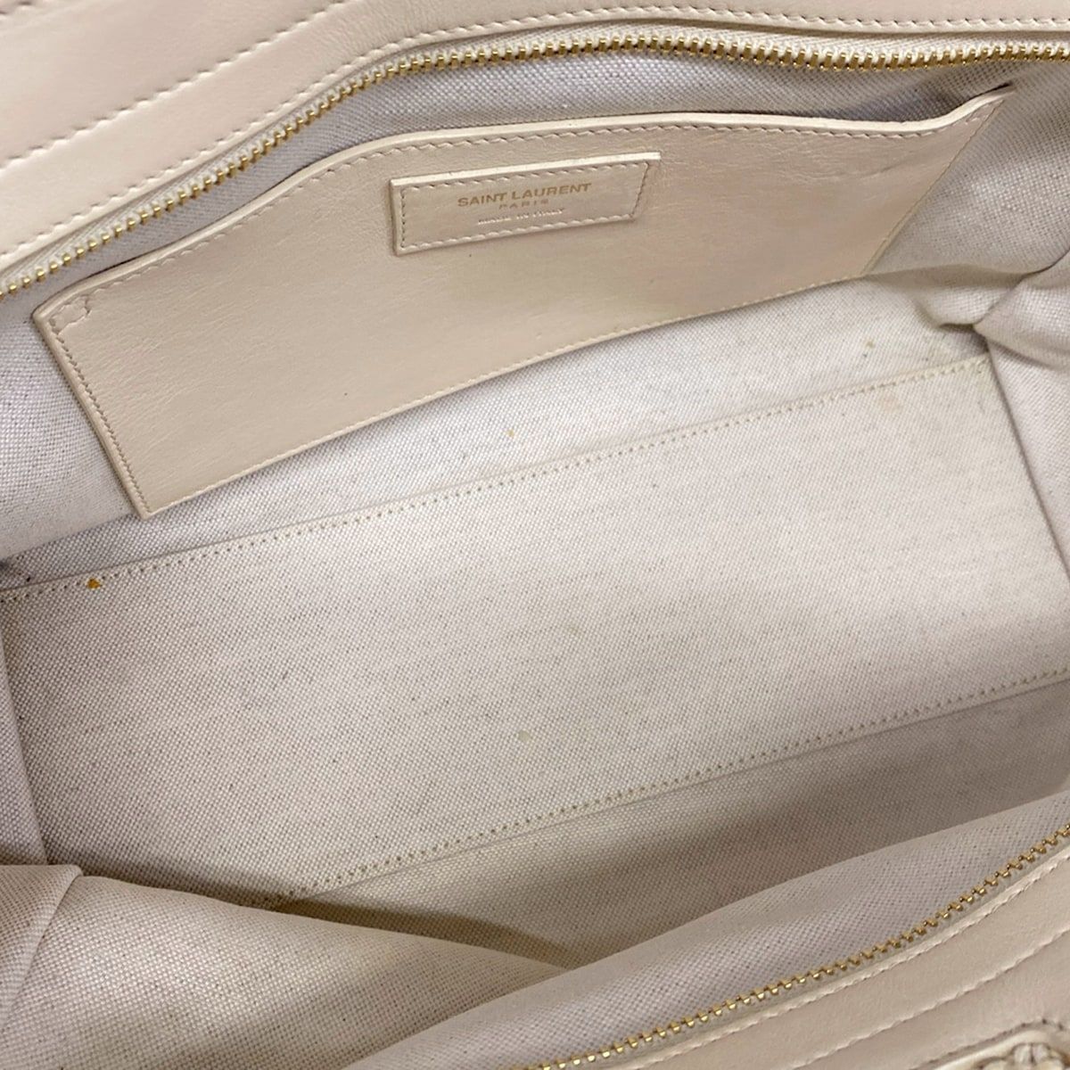 Saint Laurent Paris Handbag Baby Downtown Cabas Ivory Basket Bag Leather — view 7