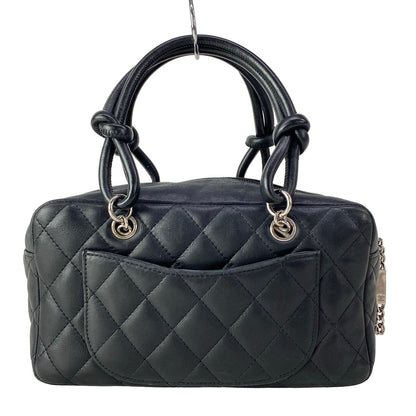 Chanel Cambon Line Mini Bowling Bag Black Silver Leather Lambskin — view 3